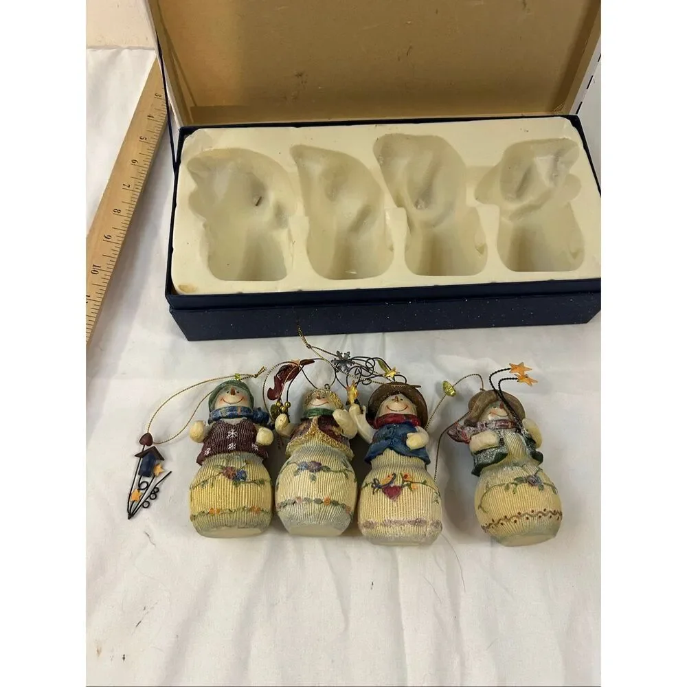 4‎ Snowman Christmas tree ornaments boxed new